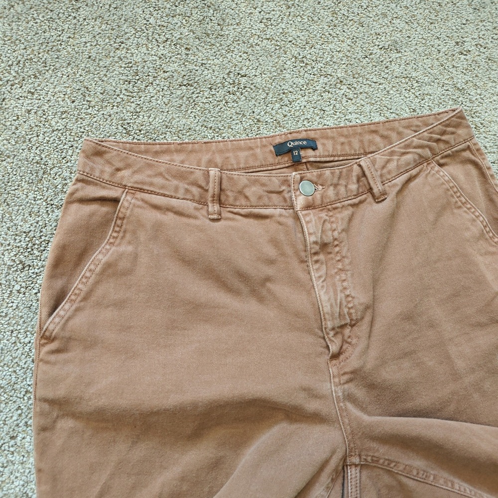 QUINCE Women Cropped Pants 12 Rust Organic Cotton Twill Minimalist LB49339-CFL01 - Picture 13 of 15